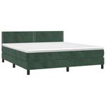 Casa si Gradina - Mobilier - Paturi si accesorii - Paturi - Pat cu arcuri, saltea si LED, verde inchis, 160x200 cm, catifea - Infinity.ro