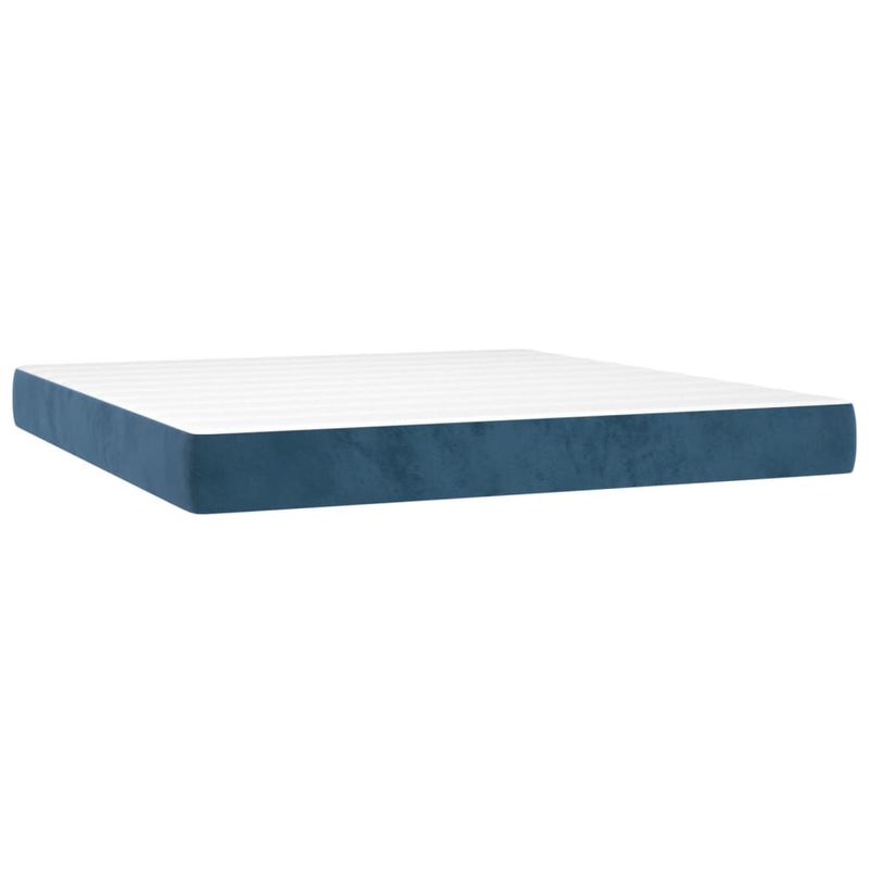 Casa si Gradina - Mobilier - Paturi si accesorii - Paturi - Pat box spring cu saltea, albastru inchis, 160x200 cm, catifea - Infinity.ro
