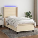 Casa si Gradina - Mobilier - Paturi si accesorii - Paturi - Pat cu arcuri, saltea si LED, crem, 80x200 cm, textil - Infinity.ro