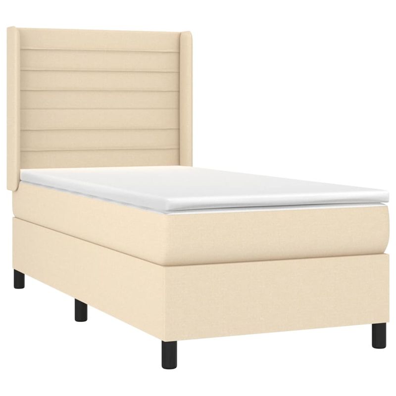 Casa si Gradina - Mobilier - Paturi si accesorii - Paturi - Pat cu arcuri, saltea si LED, crem, 80x200 cm, textil - Infinity.ro