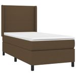Casa si Gradina - Mobilier - Paturi si accesorii - Paturi - Pat cu arcuri, saltea si LED, maro inchis, 90x190 cm, textil - Infinity.ro