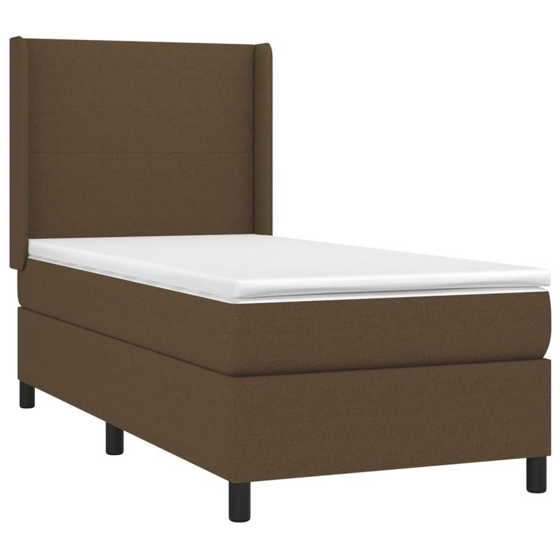 Casa si Gradina - Mobilier - Paturi si accesorii - Paturi - Pat cu arcuri, saltea si LED, maro inchis, 90x190 cm, textil - Infinity.ro