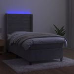 Casa si Gradina - Mobilier - Paturi si accesorii - Paturi - Pat cu arcuri, saltea si LED, gri deschis, 90x200 cm, catifea - Infinity.ro