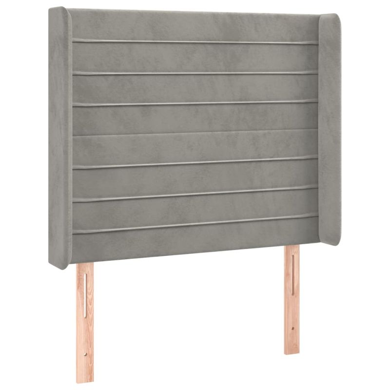 Casa si Gradina - Mobilier - Paturi si accesorii - Paturi - Pat cu arcuri, saltea si LED, gri deschis, 90x200 cm, catifea - Infinity.ro