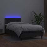 Casa si Gradina - Mobilier - Paturi si accesorii - Paturi - Pat cu arcuri, saltea si LED, negru, 90x200 cm, piele ecologica - Infinity.ro