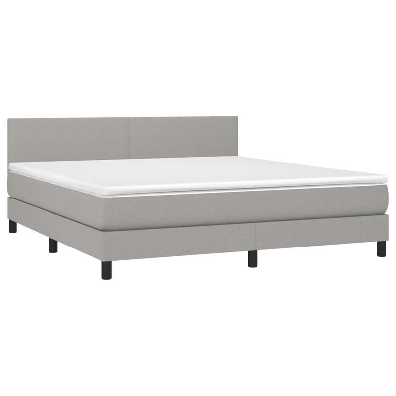 Casa si Gradina - Mobilier - Paturi si accesorii - Paturi - Pat continental cu saltea, gri deschis, 160x200 cm, textil - Infinity.ro