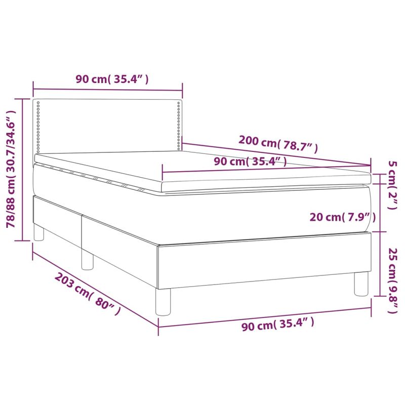 Casa si Gradina - Mobilier - Paturi si accesorii - Paturi - Pat cu arcuri, saltea si LED, negru, 90x200 cm, piele ecologica - Infinity.ro
