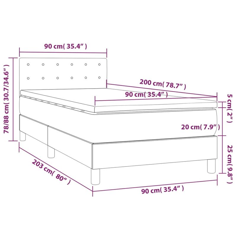 Casa si Gradina - Mobilier - Paturi si accesorii - Paturi - Pat cu arcuri, saltea si LED, negru, 90x200 cm, catifea - Infinity.ro