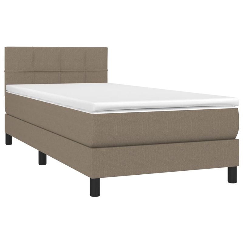 Casa si Gradina - Mobilier - Paturi si accesorii - Paturi - Pat cu arcuri, saltea si LED, gri taupe, 80x200 cm, textil - Infinity.ro