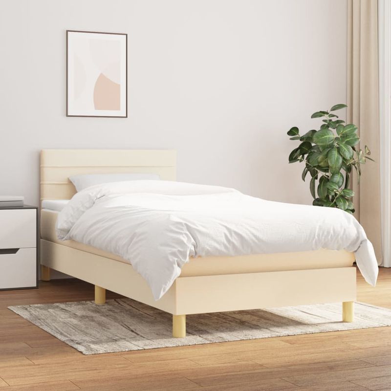 Casa si Gradina - Mobilier - Paturi si accesorii - Paturi - Pat box spring cu saltea, crem, 80x200 cm, textil - Infinity.ro