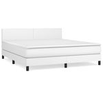 Casa si Gradina - Mobilier - Paturi si accesorii - Paturi - Pat box spring cu saltea, alb, 180x200 cm, piele ecologica - Infinity.ro