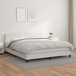 Casa si Gradina - Mobilier - Paturi si accesorii - Paturi - Pat box spring cu saltea, alb, 180x200 cm, piele ecologica - Infinity.ro