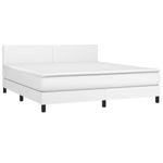 Casa si Gradina - Mobilier - Paturi si accesorii - Paturi - Pat box spring cu saltea, alb, 180x200 cm, piele ecologica - Infinity.ro