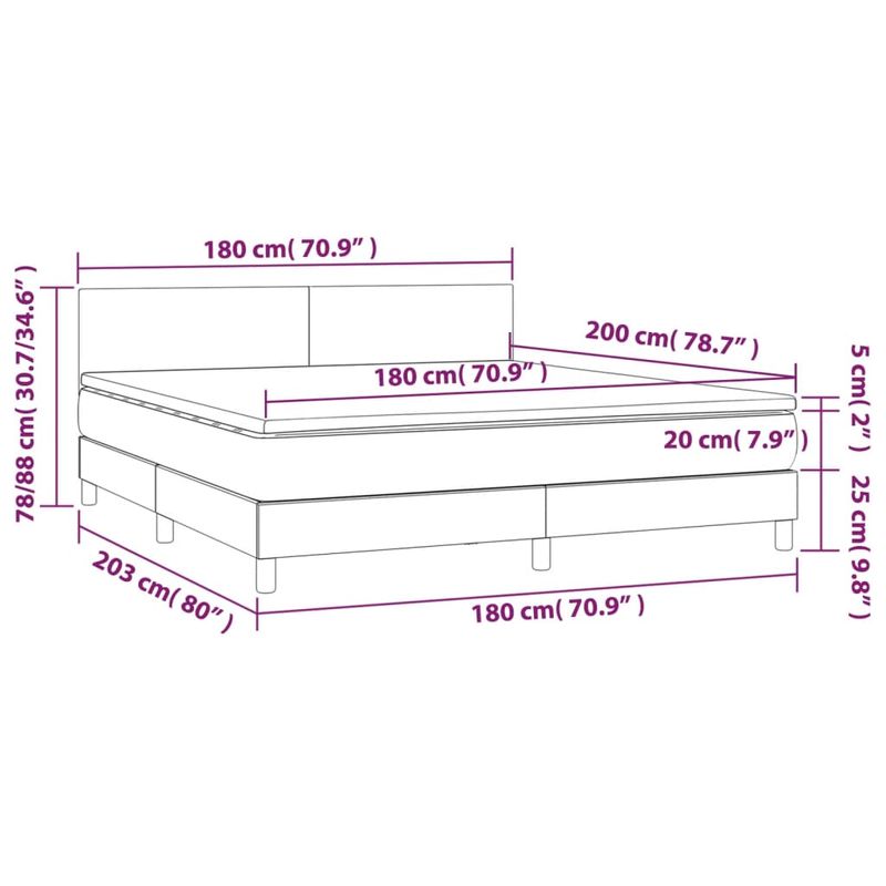 Casa si Gradina - Mobilier - Paturi si accesorii - Paturi - Pat box spring cu saltea, alb, 180x200 cm, piele ecologica - Infinity.ro