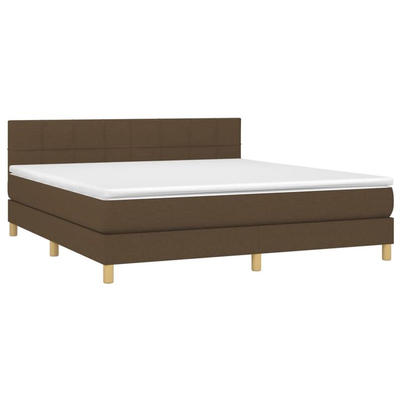 Casa si Gradina - Mobilier - Paturi si accesorii - Paturi - Pat box spring cu saltea, maro inchis, 160x200 cm, textil - Infinity.ro