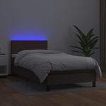 Casa si Gradina - Mobilier - Paturi si accesorii - Paturi - Pat cu arcuri, saltea și LED, maro, 100x200 cm, piele ecologica, model design simplu - Infinity.ro