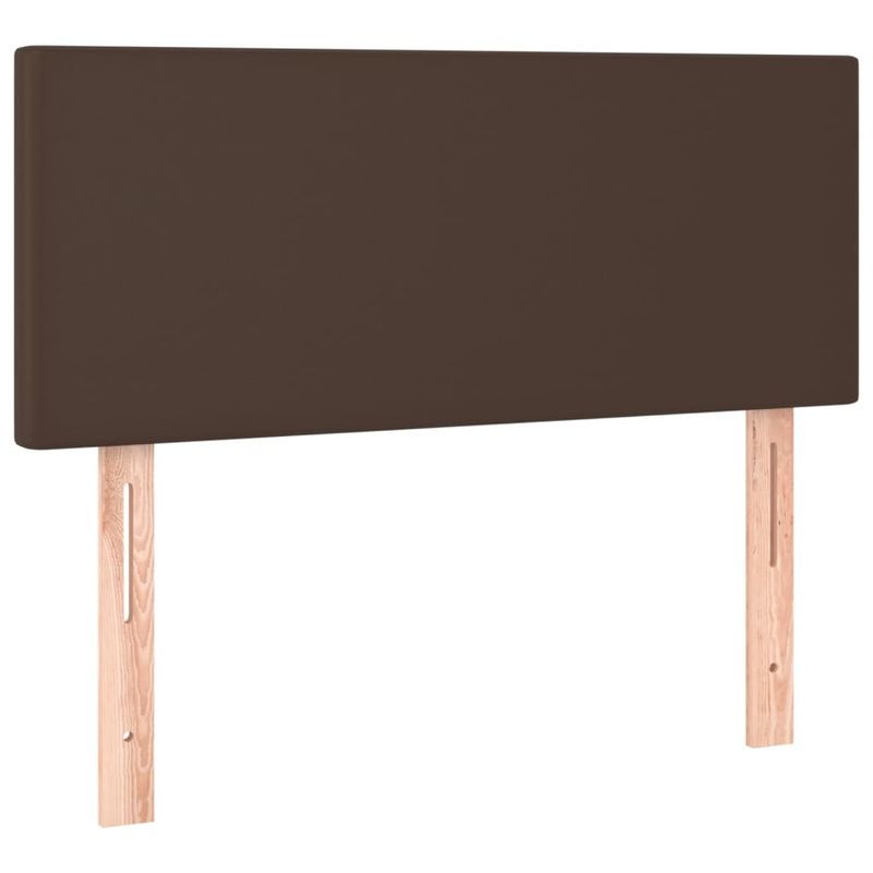 Casa si Gradina - Mobilier - Paturi si accesorii - Paturi - Pat cu arcuri, saltea și LED, maro, 100x200 cm, piele ecologica, model design simplu - Infinity.ro