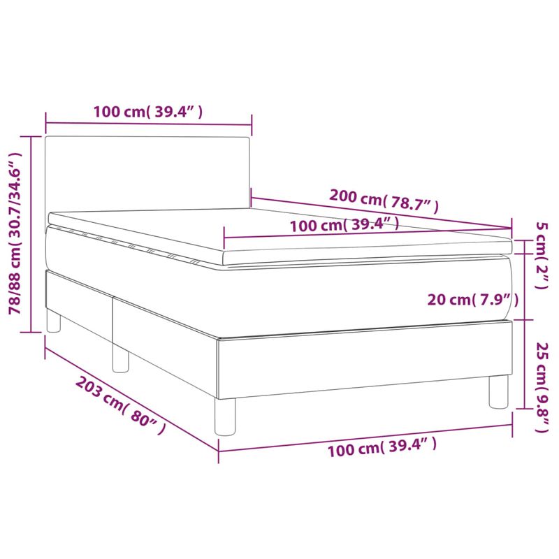 Casa si Gradina - Mobilier - Paturi si accesorii - Paturi - Pat cu arcuri, saltea și LED, maro, 100x200 cm, piele ecologica, model design simplu - Infinity.ro