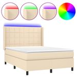 Casa si Gradina - Mobilier - Paturi si accesorii - Paturi - Pat cu arcuri, saltea si LED, crem, 140x190 cm, textil - Infinity.ro