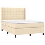 Casa si Gradina - Mobilier - Paturi si accesorii - Paturi - Pat cu arcuri, saltea si LED, crem, 140x190 cm, textil - Infinity.ro