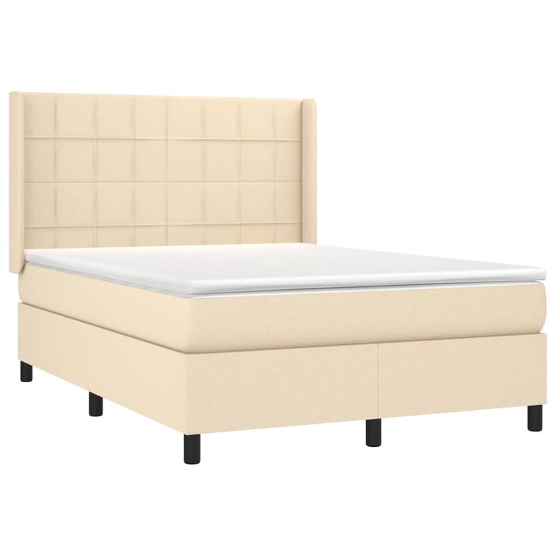 Casa si Gradina - Mobilier - Paturi si accesorii - Paturi - Pat cu arcuri, saltea si LED, crem, 140x190 cm, textil - Infinity.ro