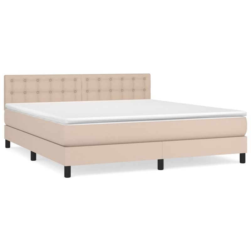 Casa si Gradina - Mobilier - Paturi si accesorii - Paturi - Pat box spring cu saltea, cappuccino, 180x200cm piele ecologica - Infinity.ro