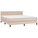 Casa si Gradina - Mobilier - Paturi si accesorii - Paturi - Pat box spring cu saltea, cappuccino, 180x200cm piele ecologica - Infinity.ro