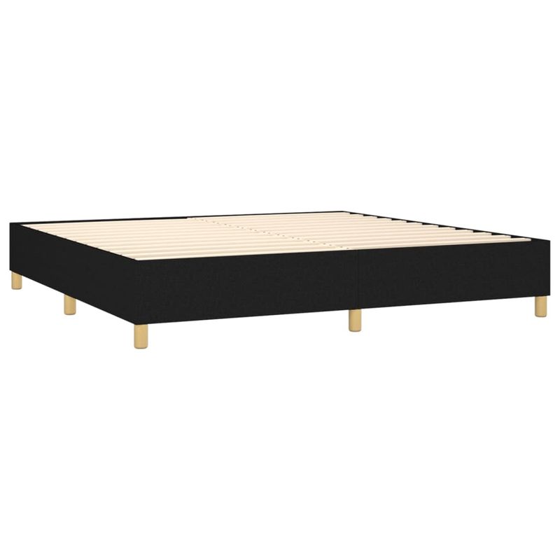 Casa si Gradina - Mobilier - Paturi si accesorii - Paturi - Pat cu arcuri, saltea si LED, negru, 200x200 cm, textil - Infinity.ro