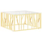 Casa si Gradina - Mobilier - Mese si birouri - Masute de cafea - Masa de cafea, auriu, 80x80x40 cm, otel inoxidabil si sticla - Infinity.ro