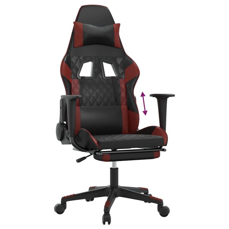 PC, gaming si accesorii - Gaming - Accesorii gaming - Scaune gaming - Scaun de gaming cu suport picioare, negru/rosu vin, piele eco - Infinity.ro