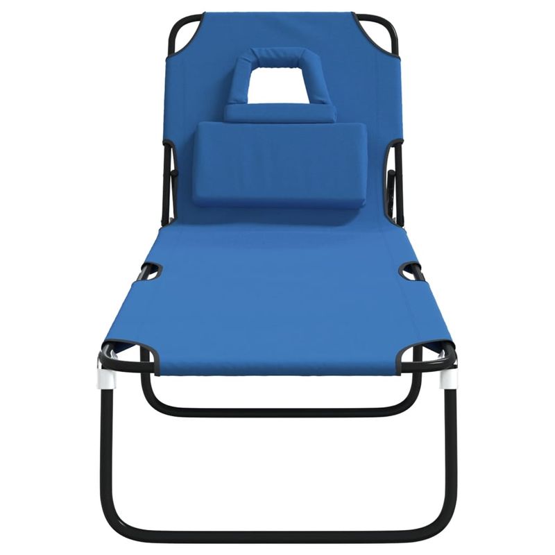 Casa si Gradina - Gradina si terasa - Mobilier exterior - Scaune si sezlonguri gradina - Sezlong pliant albastru textil Oxford&otel vopsit electrostatic - Infinity.ro