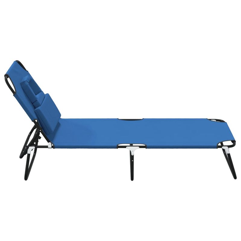 Casa si Gradina - Gradina si terasa - Mobilier exterior - Scaune si sezlonguri gradina - Sezlong pliant albastru textil Oxford&otel vopsit electrostatic - Infinity.ro