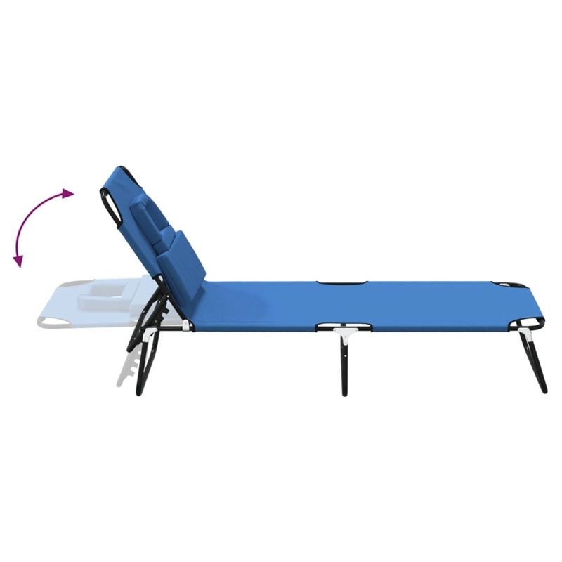 Casa si Gradina - Gradina si terasa - Mobilier exterior - Scaune si sezlonguri gradina - Sezlong pliant albastru textil Oxford&otel vopsit electrostatic - Infinity.ro
