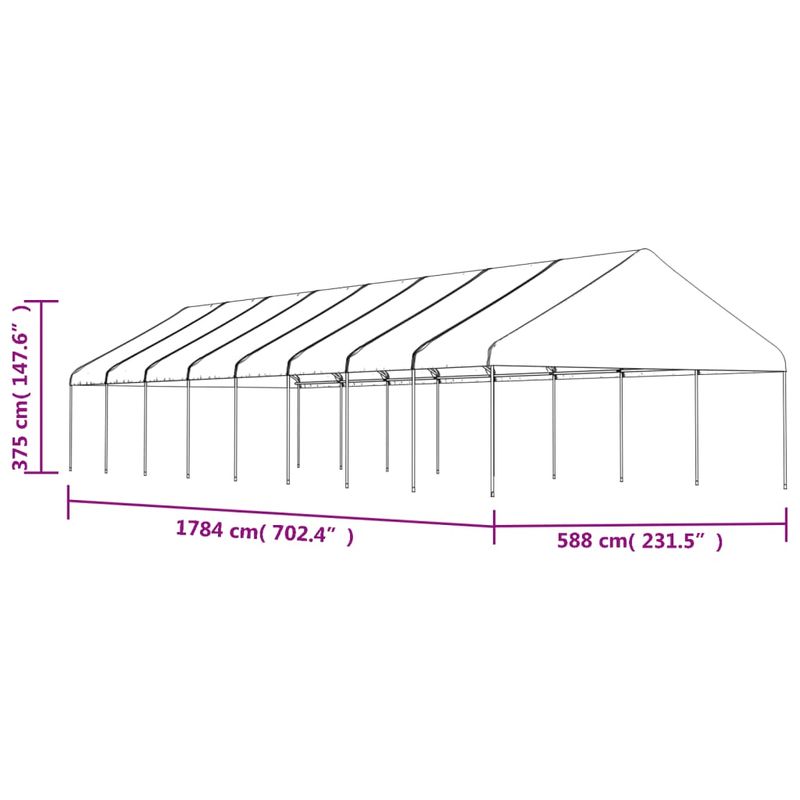 Casa si Gradina - Gradina si terasa - Umbrele si pavilioane - Pavilioane - Foisor cu acoperis, alb, 17,84x5,88x3,75 m, polietilena - Infinity.ro
