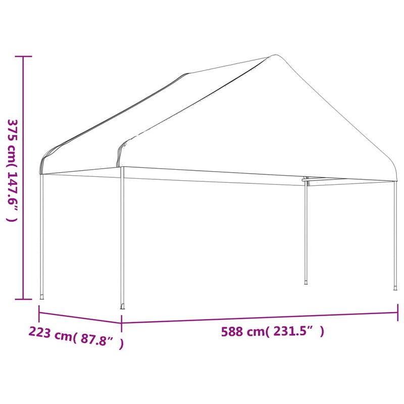 Casa si Gradina - Gradina si terasa - Umbrele si pavilioane - Pavilioane - Foisor cu acoperis, alb, 17,84x5,88x3,75 m, polietilena - Infinity.ro