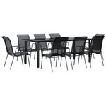 Casa si Gradina - Gradina si terasa - Mobilier exterior - Seturi mobila gradina - Set mobilier de gradina, 9 piese, negru, otel si textilena - Infinity.ro