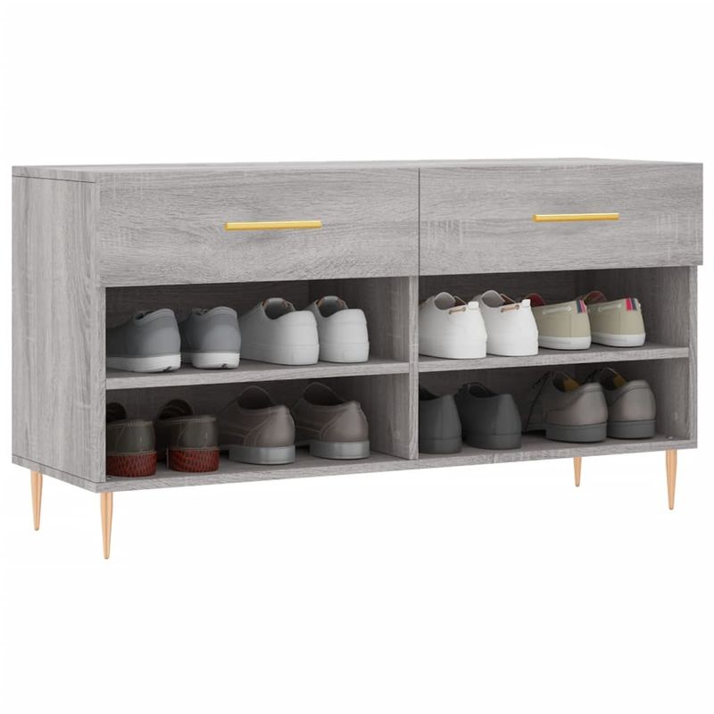Casa si Gradina - Mobilier - Organizare si depozitare - Organizator incaltaminte - Banca de pantofi, gri sonoma, 102x35x55 cm, lemn prelucrat - Infinity.ro