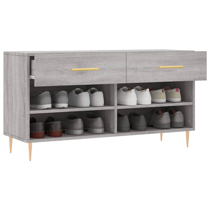 Casa si Gradina - Mobilier - Organizare si depozitare - Organizator incaltaminte - Banca de pantofi, gri sonoma, 102x35x55 cm, lemn prelucrat - Infinity.ro