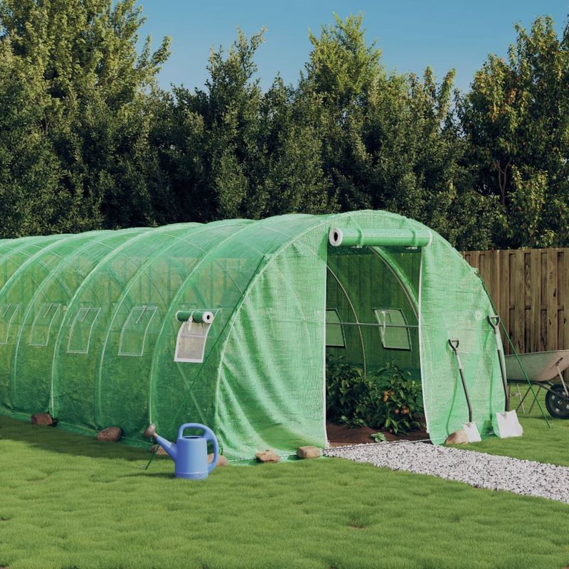 Casa si Gradina - Gradinarit si plante - Sere si solarii - Sera cu cadru din otel, verde, 72 m², 24x3x2 m - Infinity.ro