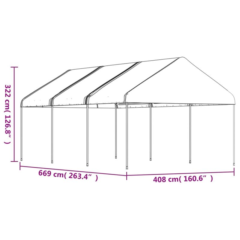 Casa si Gradina - Gradina si terasa - Umbrele si pavilioane - Pavilioane - Foisor cu acoperis, alb, 6,69x4,08x3,22 m, polietilena - Infinity.ro
