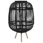 Casa si Gradina - Decoratiuni - Aromaterapie si lumanari - Suporturi lumanari - Suport lumanari tip felinar vertical, negru, bambus - Infinity.ro