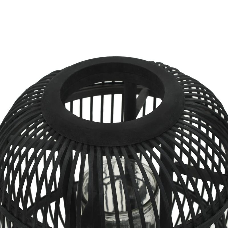Casa si Gradina - Decoratiuni - Aromaterapie si lumanari - Suporturi lumanari - Suport lumanari tip felinar vertical, negru, bambus - Infinity.ro