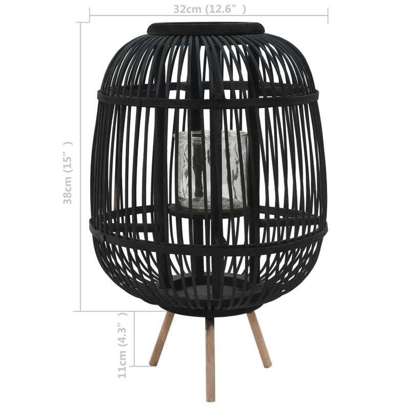 Casa si Gradina - Decoratiuni - Aromaterapie si lumanari - Suporturi lumanari - Suport lumanari tip felinar vertical, negru, bambus - Infinity.ro