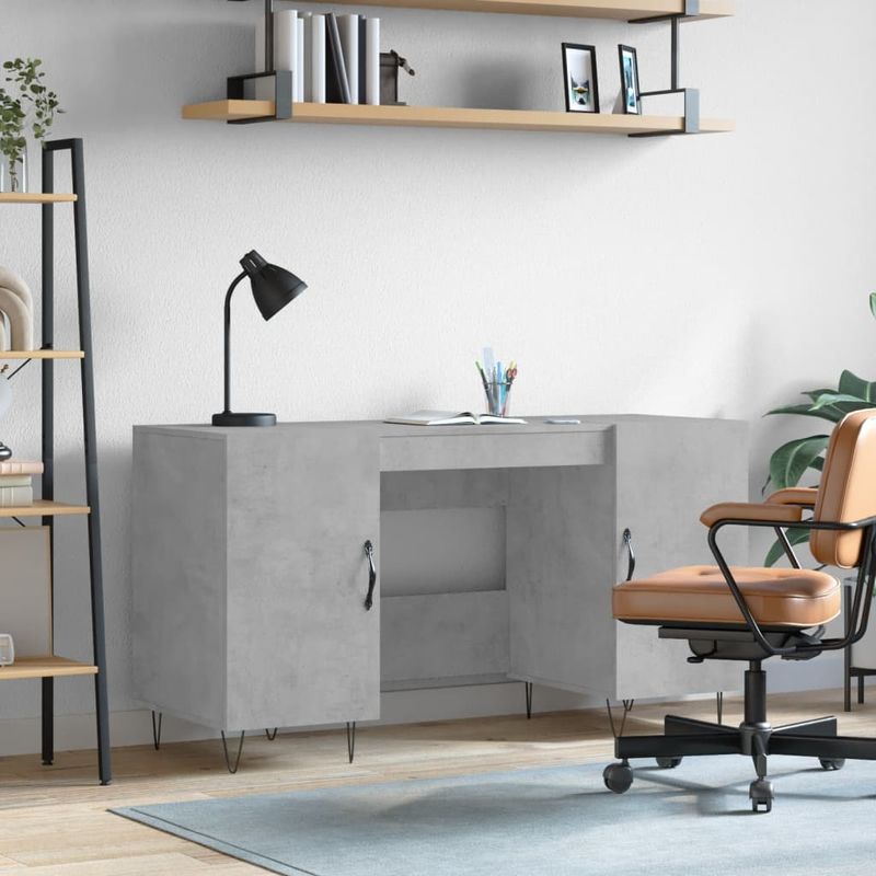 Casa si Gradina - Mobilier - Mese si birouri - Birouri - Birou, gri beton, 140x50x75 cm, lemn compozit - Infinity.ro