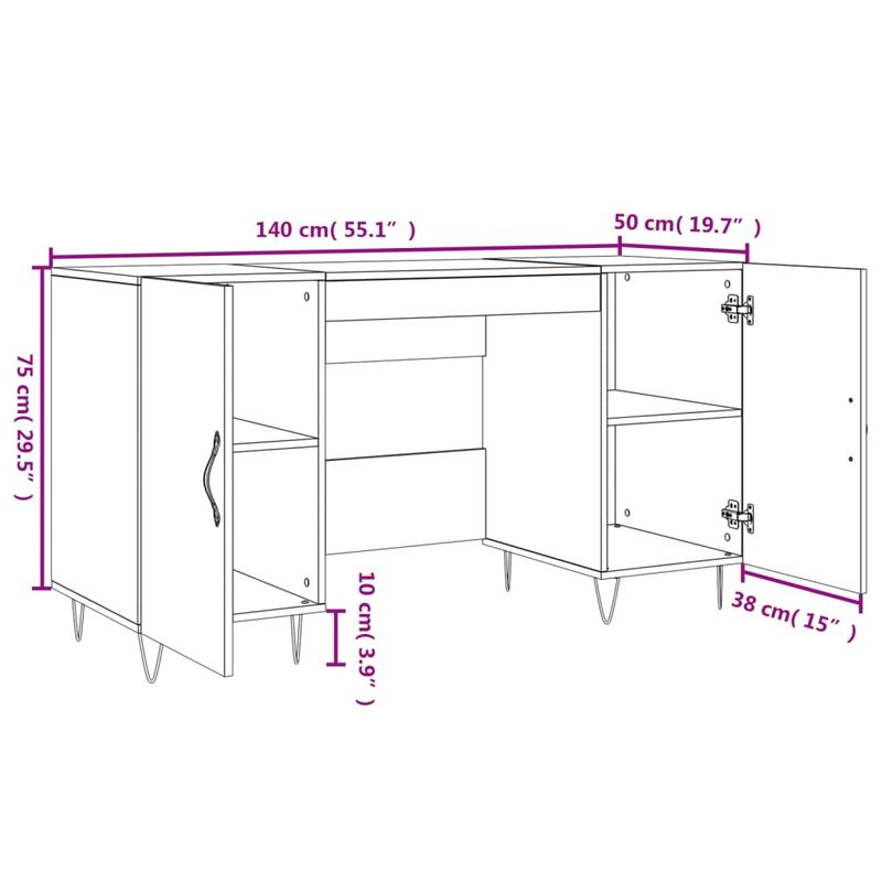 Casa si Gradina - Mobilier - Mese si birouri - Birouri - Birou, gri beton, 140x50x75 cm, lemn compozit - Infinity.ro