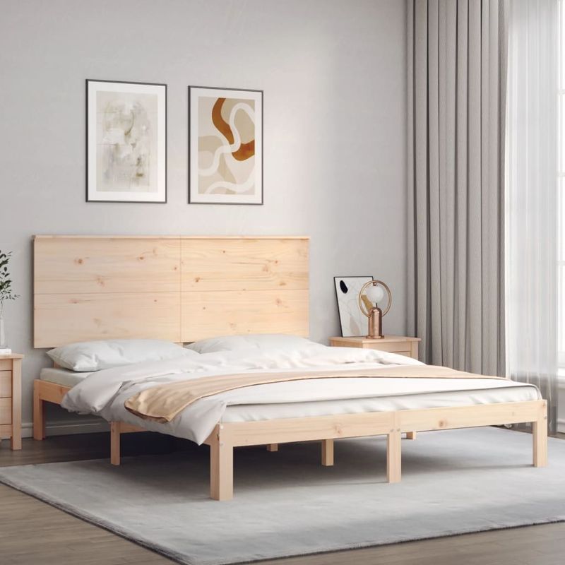 Casa si Gradina - Mobilier - Paturi si accesorii - Paturi - Cadru de pat cu tablie, lemn masiv, king size - Infinity.ro