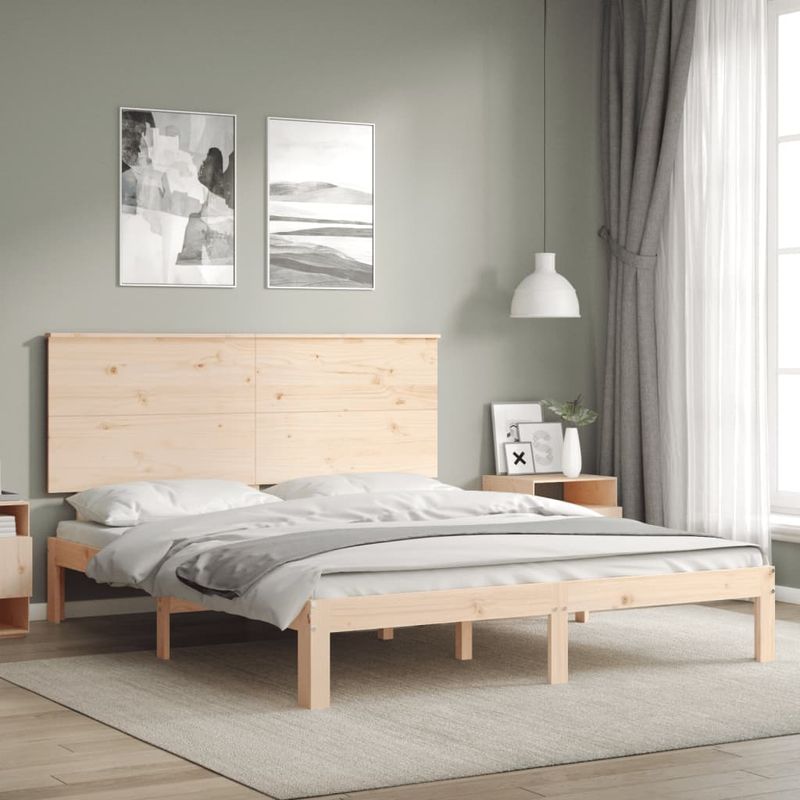 Casa si Gradina - Mobilier - Paturi si accesorii - Paturi - Cadru de pat cu tablie, lemn masiv, king size - Infinity.ro