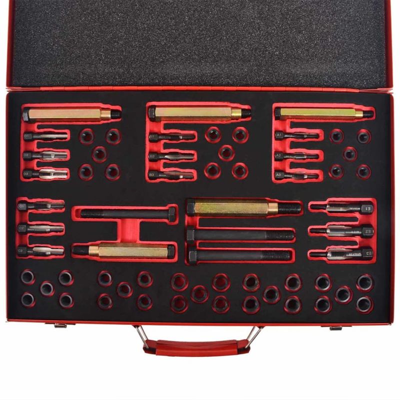 Auto si Moto - Reparatii si depanare - Scule auto - Scule si truse auto - Set reconditionare a filetului bujiilor 63 piese M8 M9 M10 M12 - Infinity.ro