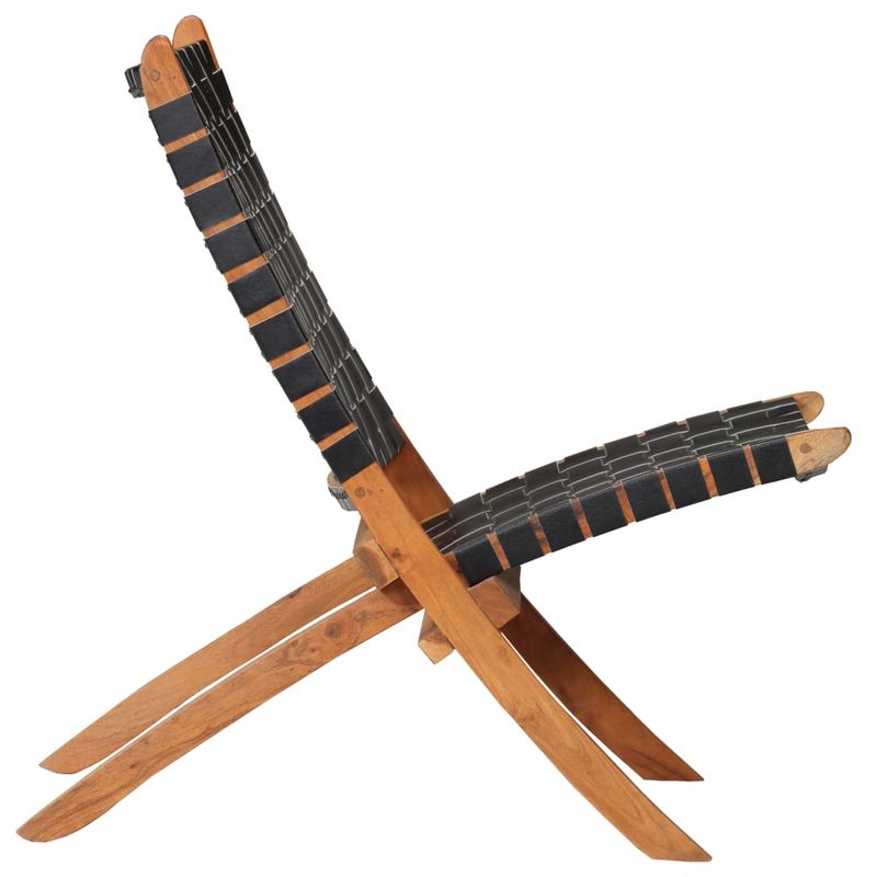 Casa si Gradina - Mobilier - Scaune si fotolii - Scaune - Scaun pliant impletit, negru, piele naturala - Infinity.ro