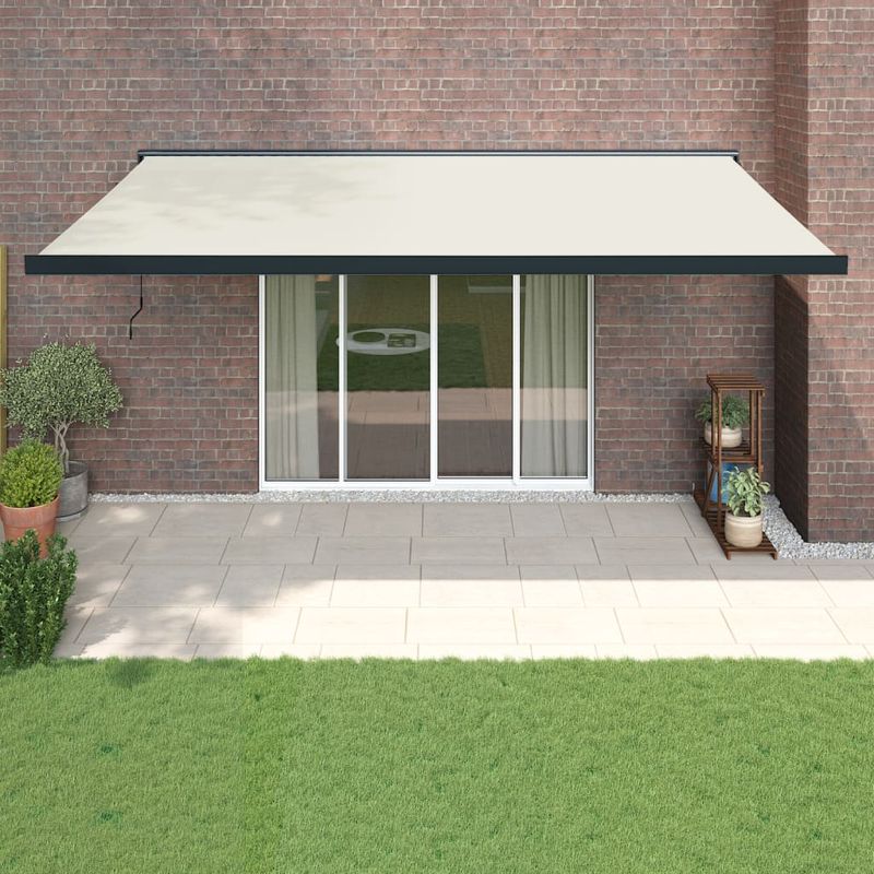 Casa si Gradina - Gradina si terasa - Umbrele si pavilioane - Umbrele - Copertina retractabila, crem, 5x3 m, textil si aluminiu - Infinity.ro